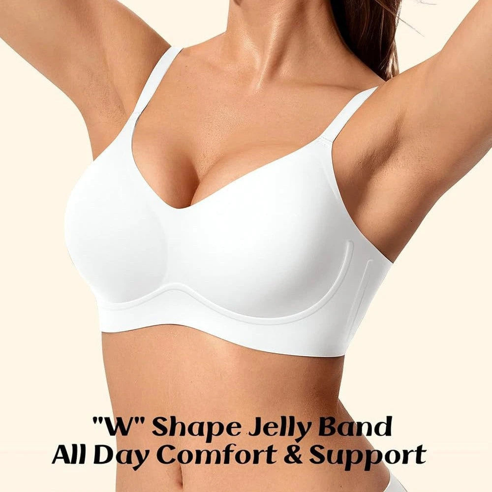 Women's Jelly Bra No Wire T-Shirt Bra Push up Seamless Bra with Support